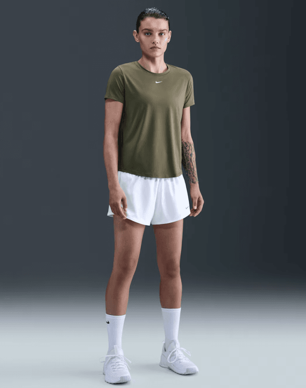 Nike One Classic Women's Dri-FIT Short Sleeve Top (Medium Olive / White)