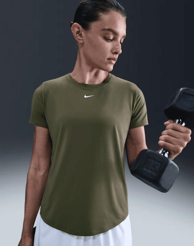 Nike One Classic Women's Dri-FIT Short Sleeve Top (Medium Olive / White)