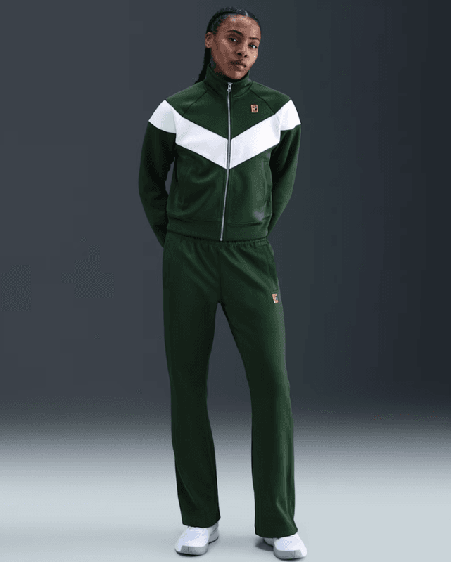 NikeCourt Heritage Windrunner Women's Mid-Rise Tennis Trousers (Green / White)