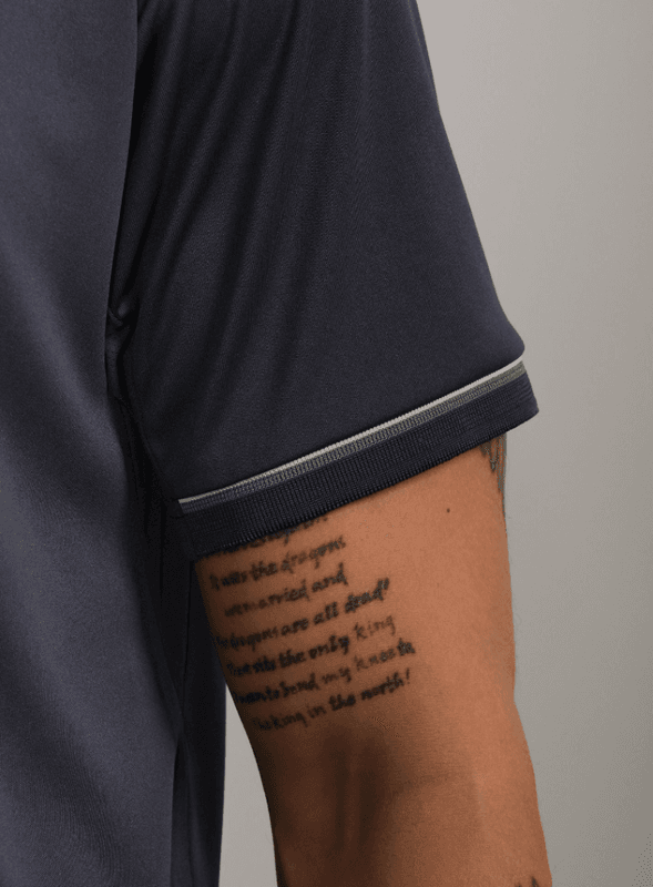 RS Men's Performance Court Polo - Striped Collar (Navy / Court Green)