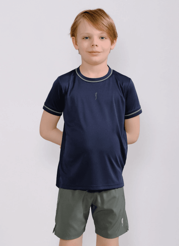 RS Junior Performance Tee - Crew Neck (Navy / Court Green)